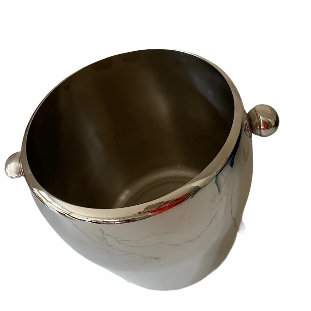 Towle Retro Stainless Steel Ice Bucket Silver Barware Wedding Gift 90s